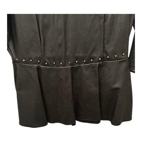 Black Faux Leather Peplum Top - Size 14/16 - Picture 4 of 9